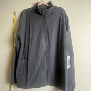 Linksoul Jacket LS524 Mens‎ XL Gray 4 way Stretch Full Zip Outerwear Mock Neck